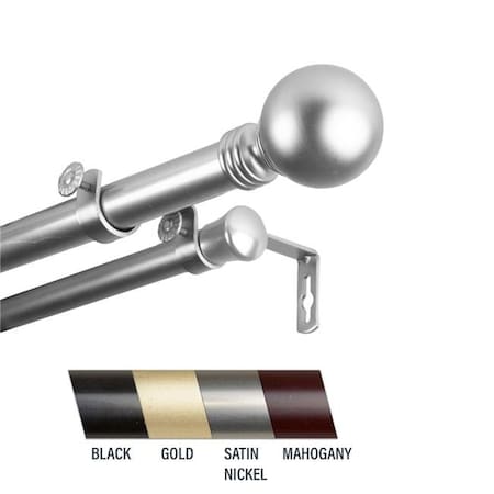 Central Design Central Design 100-01-485-D Globus 1 in. Double Curtain Rod; 48-84 in. - Satin Nickel 100-01-485-D